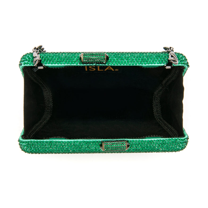 BOLSA CLUTCH EVA EM CRISTAIS VERDE