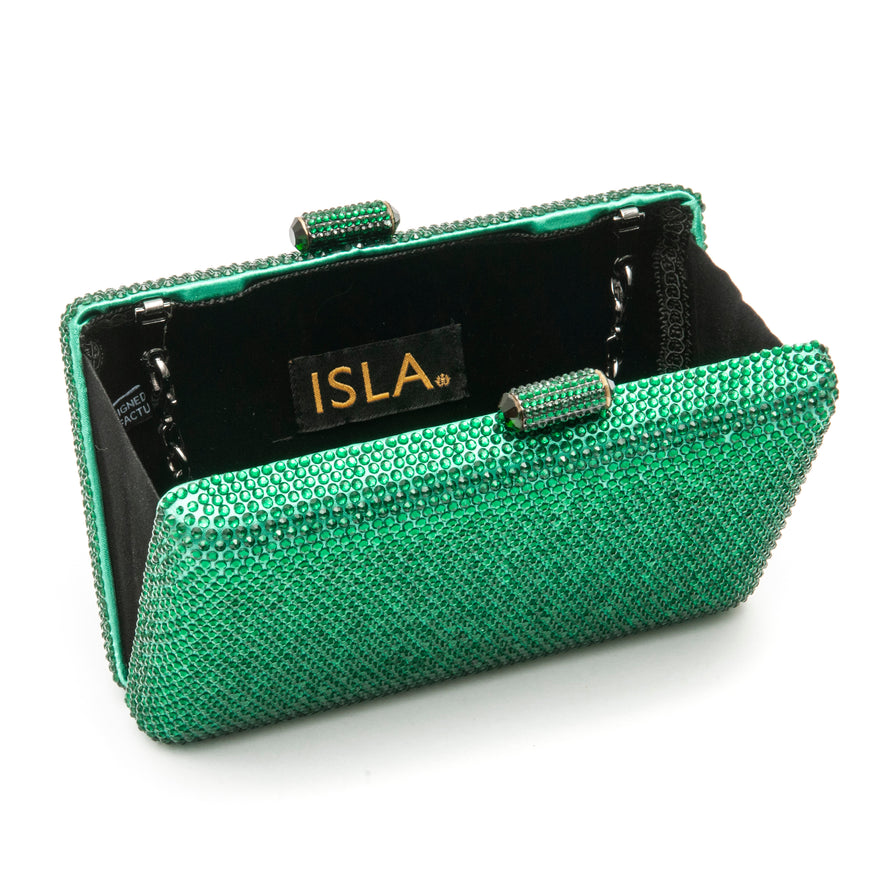 BOLSA CLUTCH EVA EM CRISTAIS VERDE