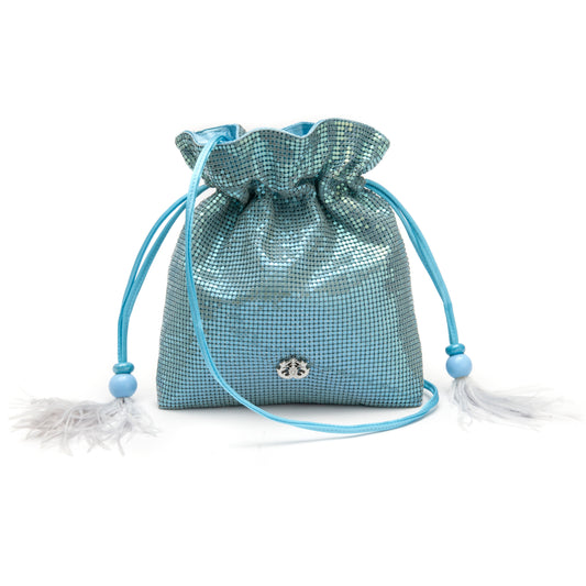 BOLSA BUCKET ISLA 20'S EM MALHA METÁLICA  SKY