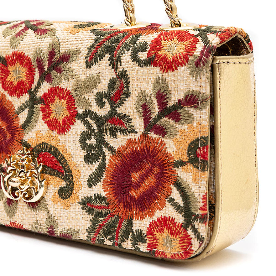 BOLSA ANNE ALONGADA FIORI BORDADA FRIDA OURO
