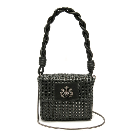 Micro Bolsa em Tressê de Couro Natural