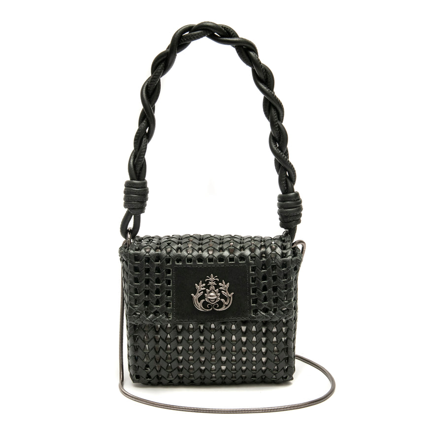 Micro Bolsa em Tressê de Couro Natural