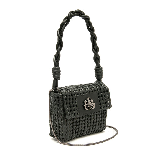 Micro Bolsa em Tressê de Couro Natural
