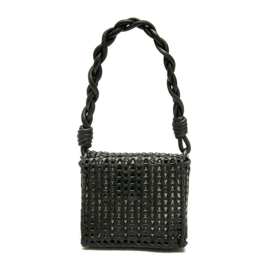 Micro Bolsa em Tressê de Couro Natural