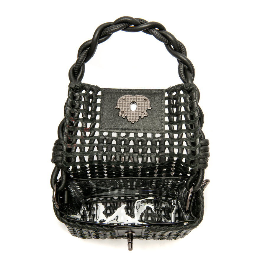 Micro Bolsa em Tressê de Couro Natural