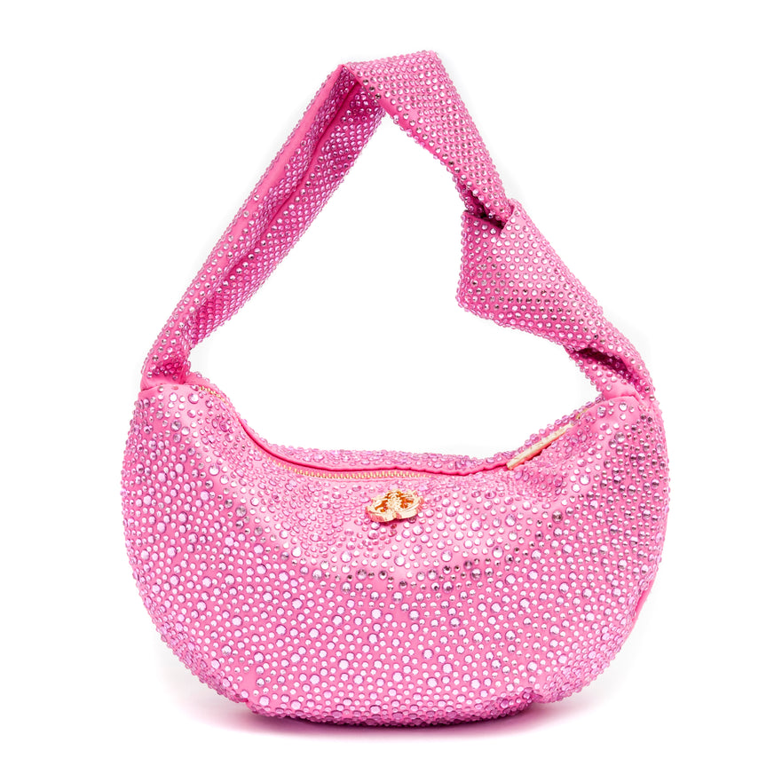 MINI BOLSA ELLE HOBO EM CRISTAIS PINK VALENTINO