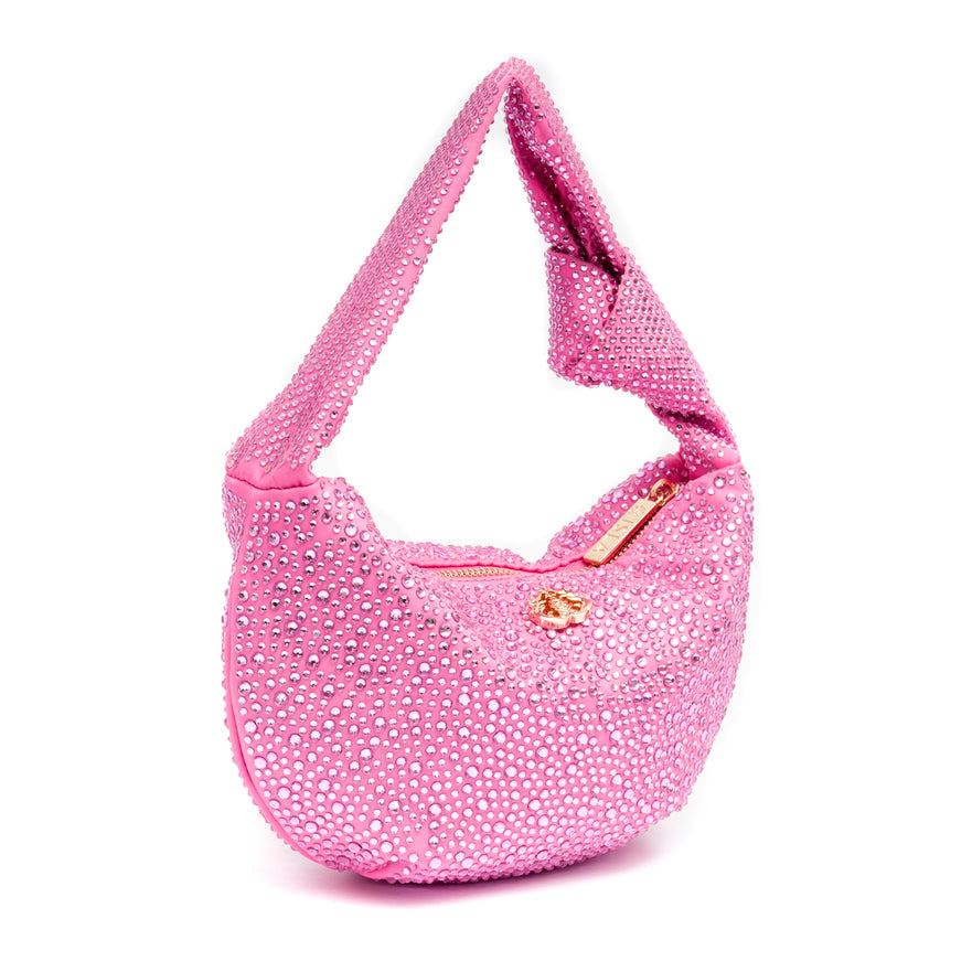 MINI BOLSA ELLE HOBO EM CRISTAIS PINK VALENTINO