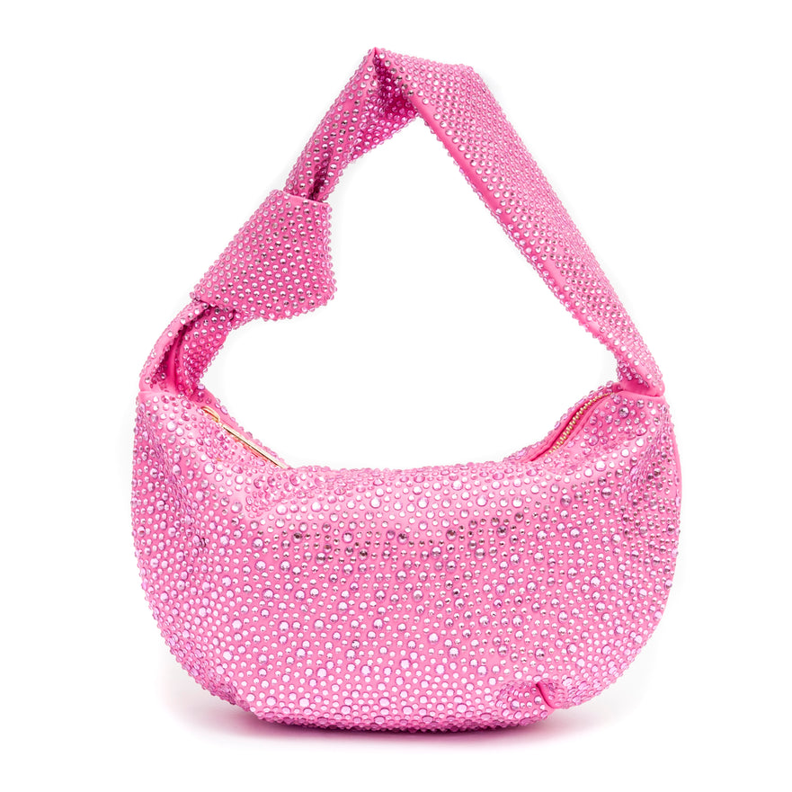 MINI BOLSA ELLE HOBO EM CRISTAIS PINK VALENTINO