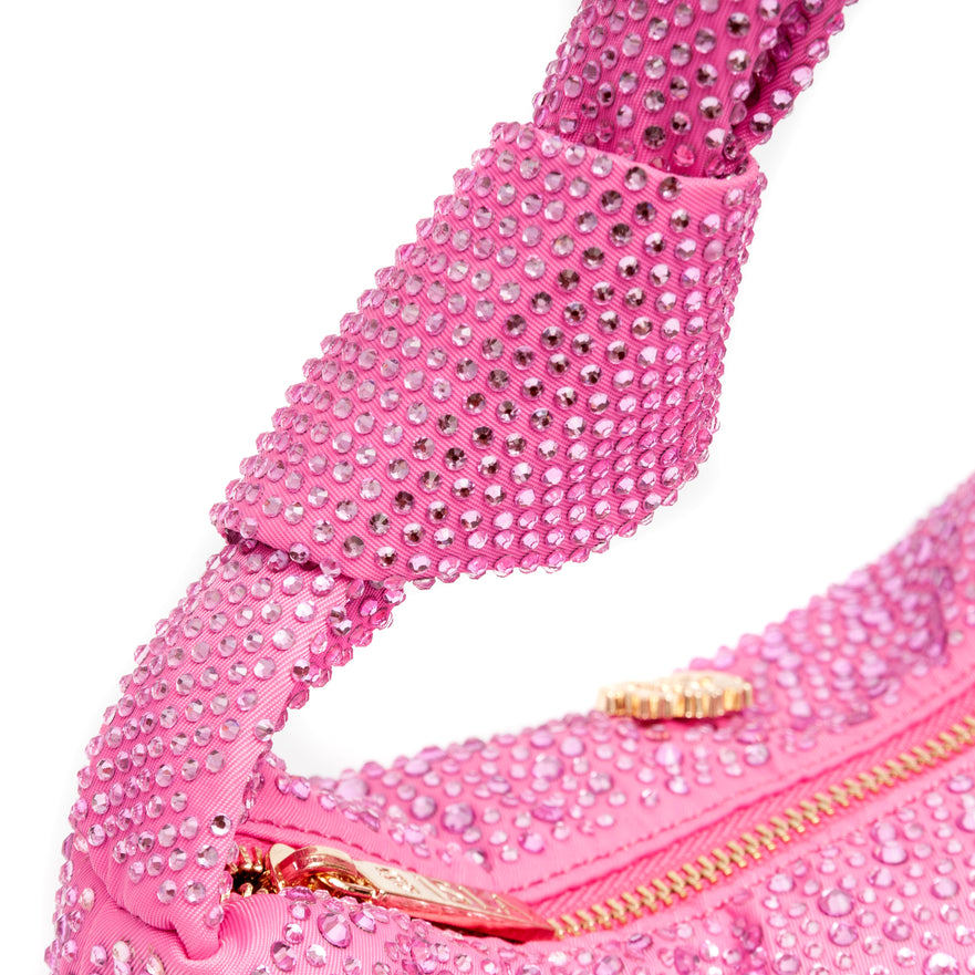 MINI BOLSA ELLE HOBO EM CRISTAIS PINK VALENTINO