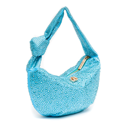 MINI BOLSA  ELLE HOBO EM  CRISTAIS TURQUESA