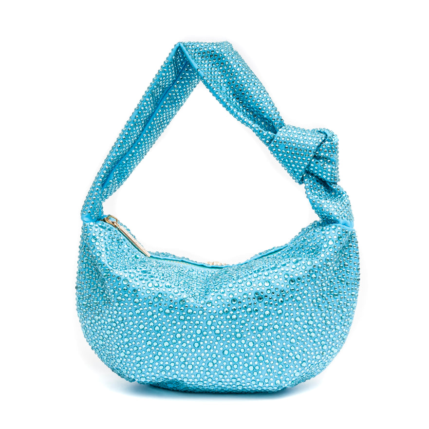 MINI BOLSA  ELLE HOBO EM  CRISTAIS TURQUESA