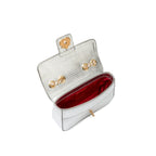 BOLSA ANNE EM COURO NEW CROCO LIZARD PRATA