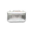 BOLSA ANNE EM COURO NEW CROCO LIZARD PRATA