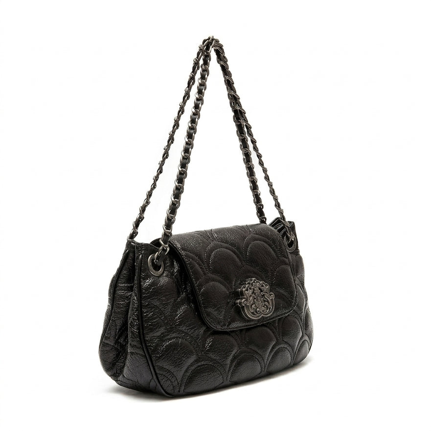 BOLSA SHOULDER SIRENA MÉDIA COCCON PRETO OURO