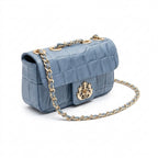 BOLSA BAGUETE ANNE MINI COURO CAIMAN SUMMER NIGHT