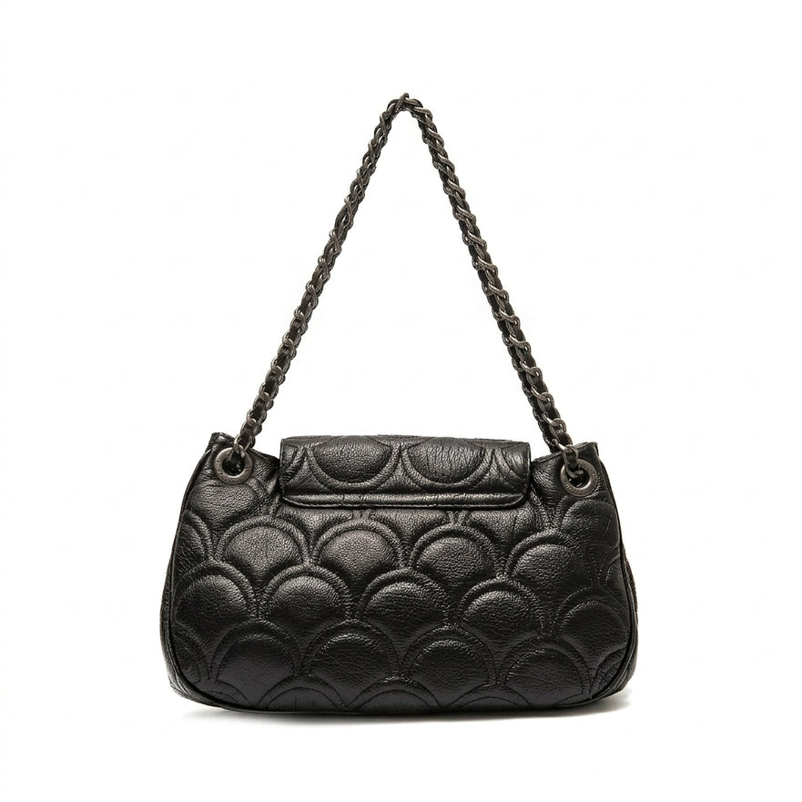 BOLSA SHOULDER SIRENA MÉDIA COCCON PRETO OURO