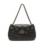 BOLSA SHOULDER SIRENA MÉDIA COCCON PRETO OURO