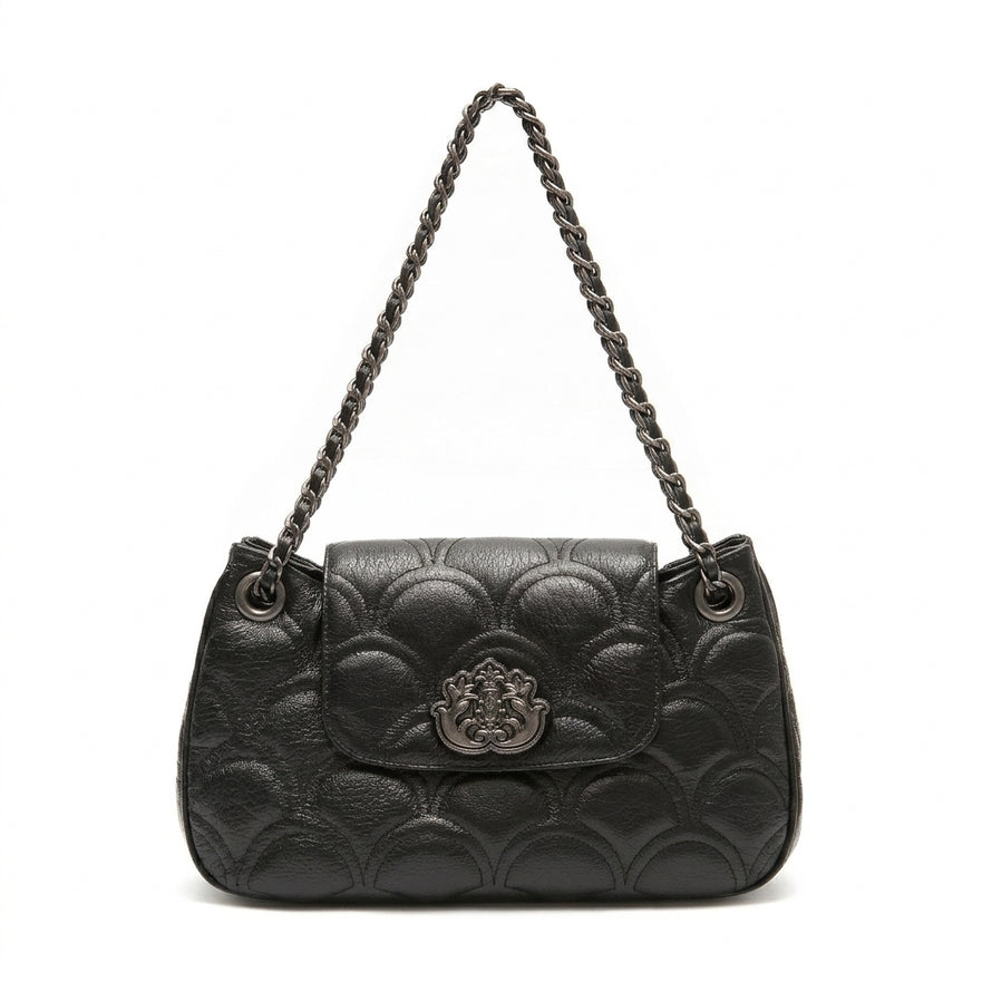 BOLSA SHOULDER SIRENA MÉDIA COCCON PRETO OURO