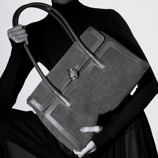 BOLSA WORKING TOTE GRANDE  NEW CROCO BROWNIE OURO