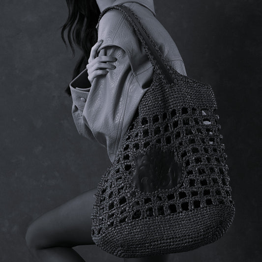 BOLSA MAXI SHOPPER EM RÁFIA CACAU