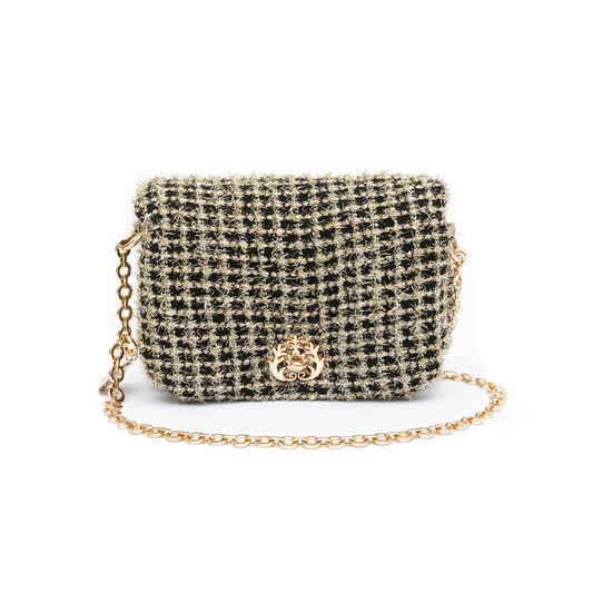 Gold Lurex Tweed Puffer Bag