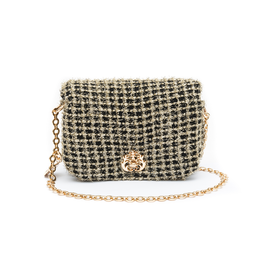Gold Lurex Tweed Puffer Bag