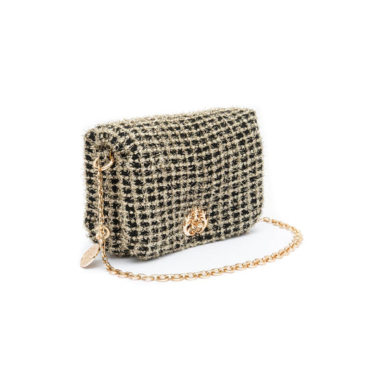 Bolsa Puffer Tweed Lurex Ouro