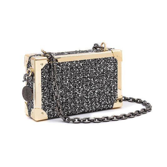 CLUTCH TRUNK METALIZADO TWEED GLAM ROXY