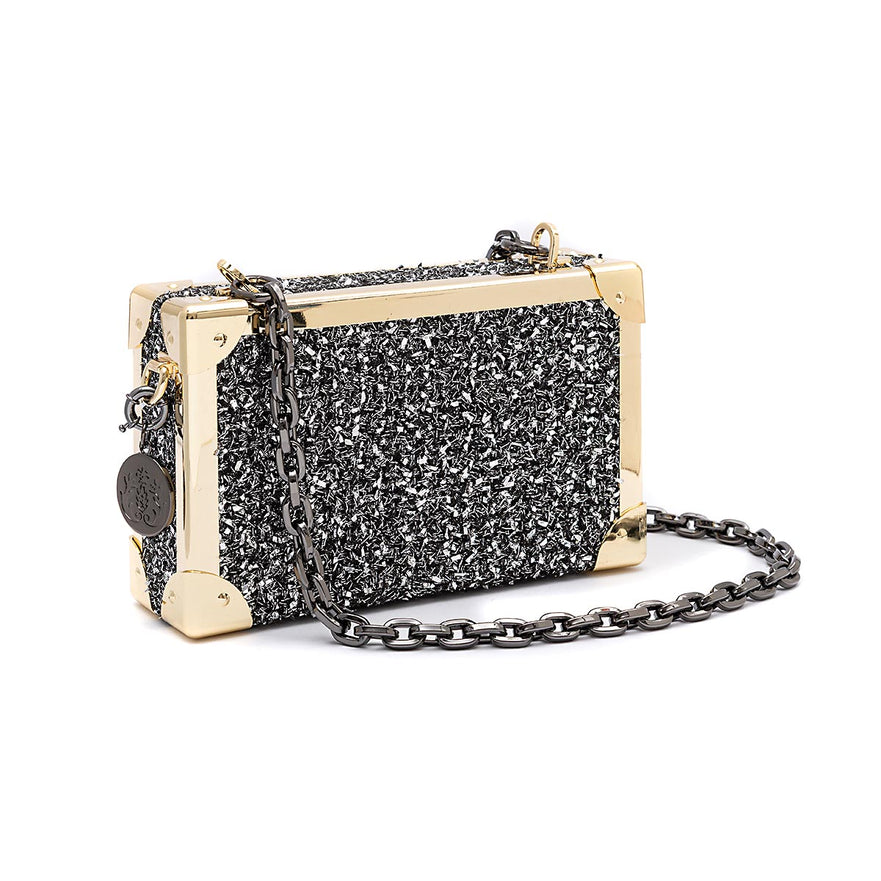 CLUTCH TRUNK METALIZADO TWEED GLAM ROXY