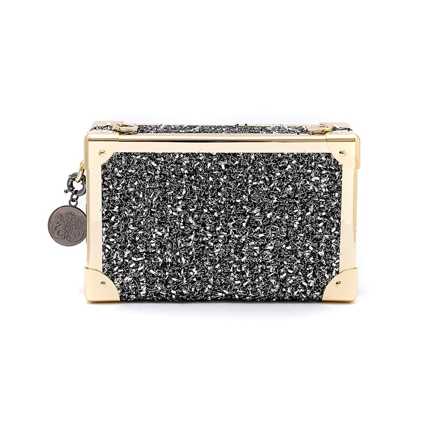 CLUTCH TRUNK METALIZADO TWEED GLAM ROXY