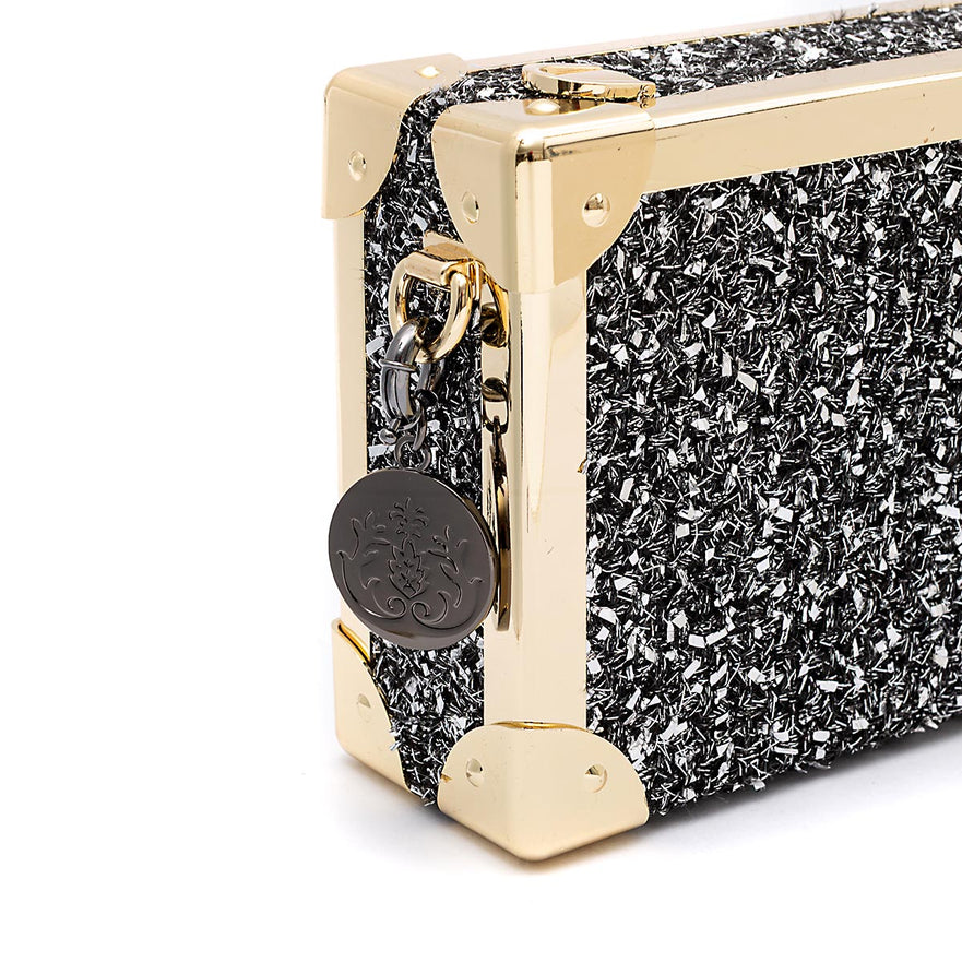 CLUTCH TRUNK METALIZADO TWEED GLAM ROXY