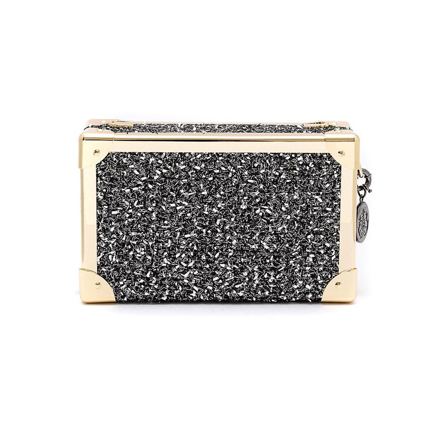 CLUTCH TRUNK METALIZADO TWEED GLAM ROXY