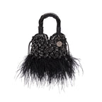 MINI TOTE GLAM PLUMAS PRETO