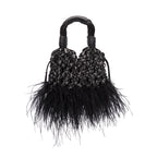 MINI TOTE GLAM PLUMAS PRETO