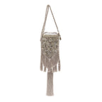 BOLSA BUCKET CROSSBODY RÁFIA AREIA PRATA