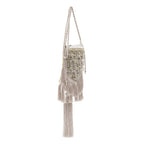 BOLSA BUCKET CROSSBODY RÁFIA AREIA PRATA
