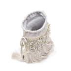 BOLSA BUCKET CROSSBODY RÁFIA AREIA PRATA