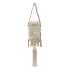 BOLSA BUCKET CROSSBODY RÁFIA AREIA PRATA