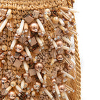 BOLSA BUCKET CROSSBODY RÁFIA AREIA OURO