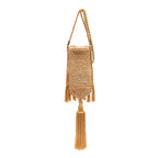 BOLSA BUCKET CROSSBODY RÁFIA AREIA OURO