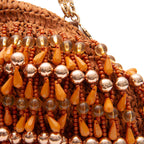BOLSA POUCH CAPRI RÁFIA COM CONTAS CACAU