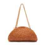 BOLSA POUCH CAPRI RÁFIA COM CONTAS CACAU