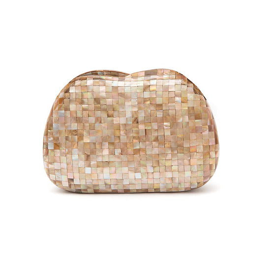 BOLSA CLUTCH MADREPÉROLA ABAULADA FURTA ROSE