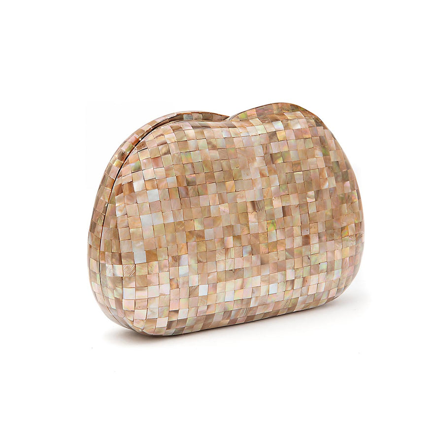 BOLSA CLUTCH MADREPÉROLA ABAULADA FURTA ROSE