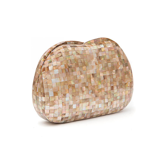 BOLSA CLUTCH MADRPÉROLA ABAULADA FURTA ROSE