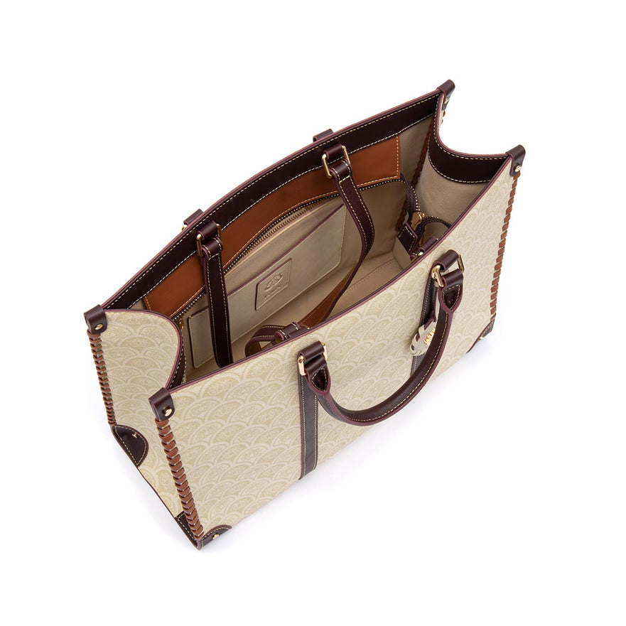 TOTE SIRENE MONOGRAMA CANVAS CREME