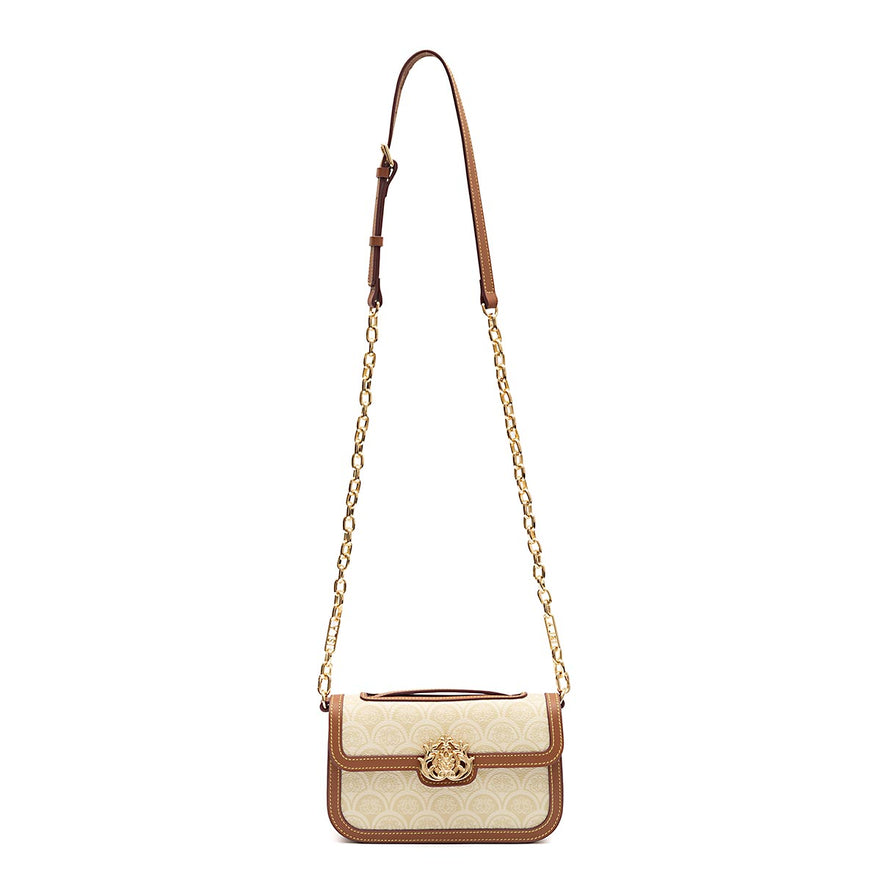 BOLSA BAGUETE TRANSVERSAL  SIRENA MONOGRAMA CANVAS CREME