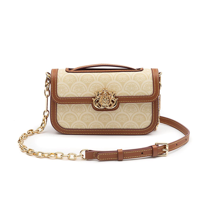 BOLSA BAGUETE TRANSVERSAL  SIRENA MONOGRAMA CANVAS CREME