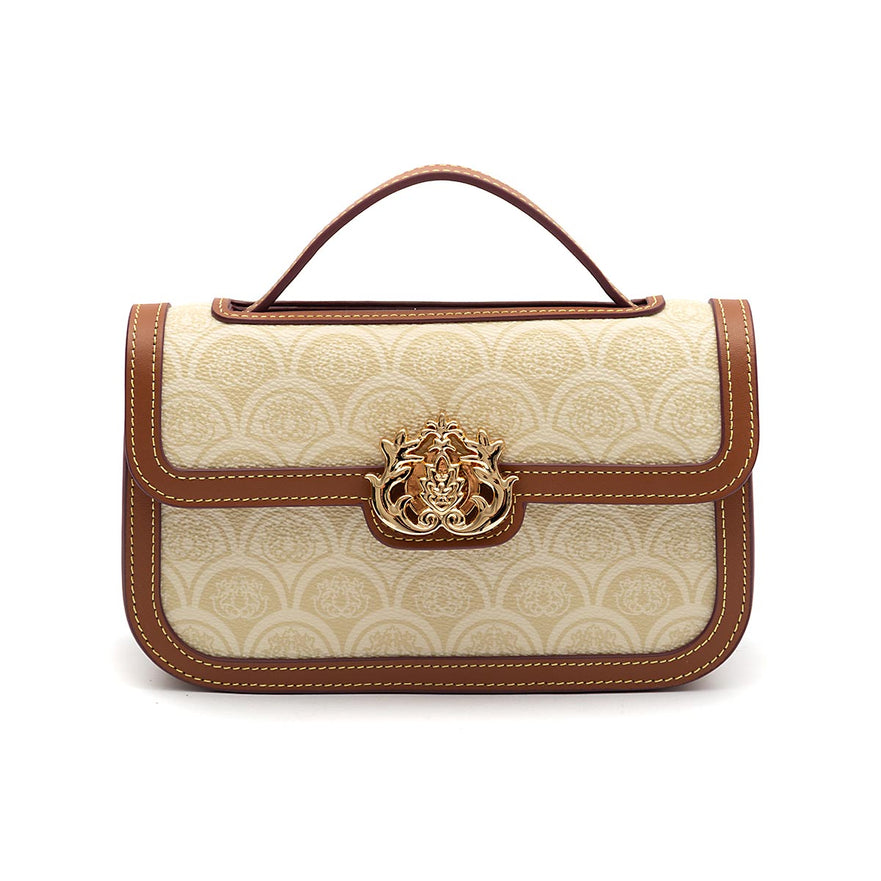 BOLSA BAGUETE TRANSVERSAL  SIRENA MONOGRAMA CANVAS CREME
