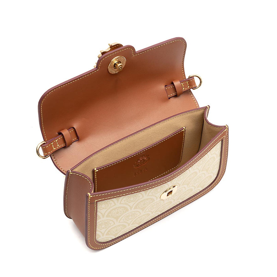 BOLSA BAGUETE TRANSVERSAL  SIRENA MONOGRAMA CANVAS CREME